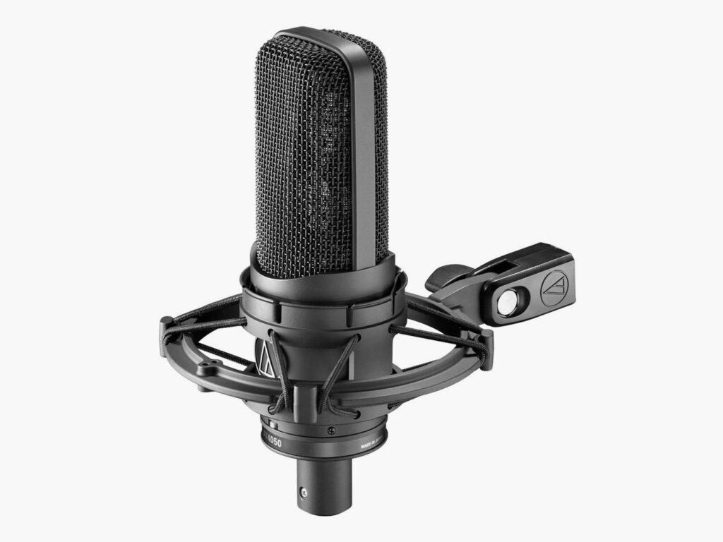 Audio-Technica AT4050 microphone for auditions on studio stand