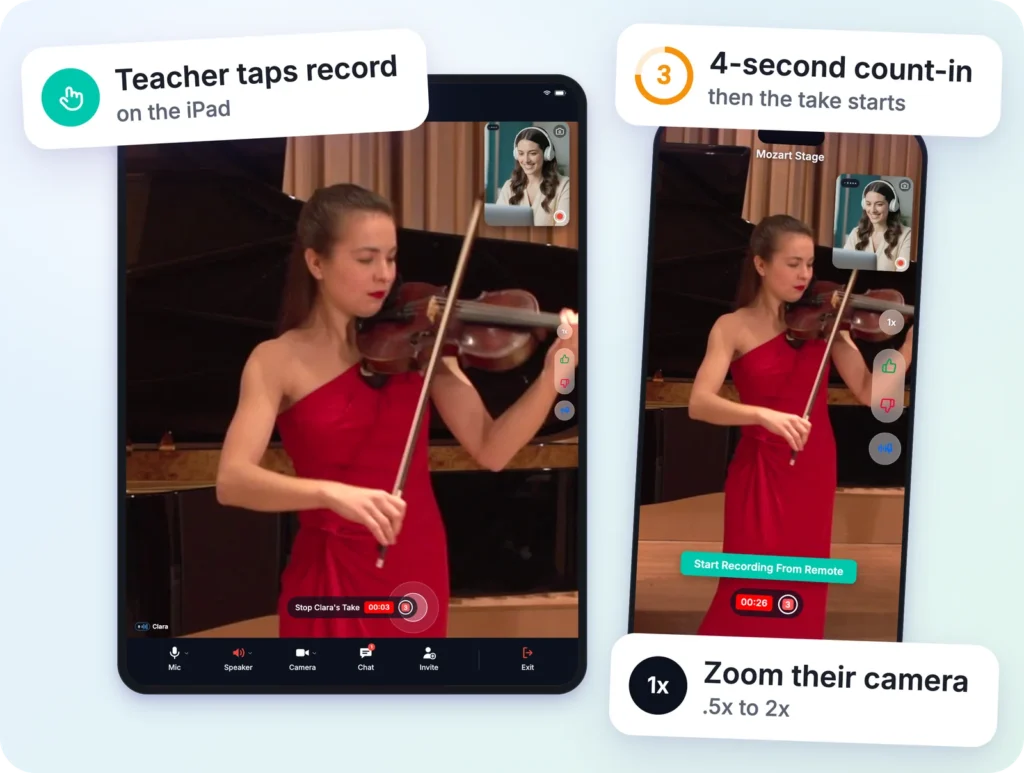 Teacher starting a student's take remotely from an iPad