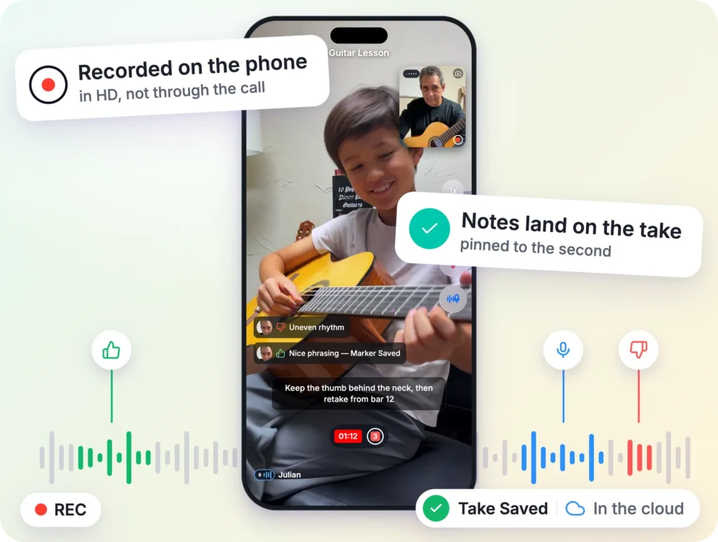 Take recorded on the phone in HD with notes saved to the cloud