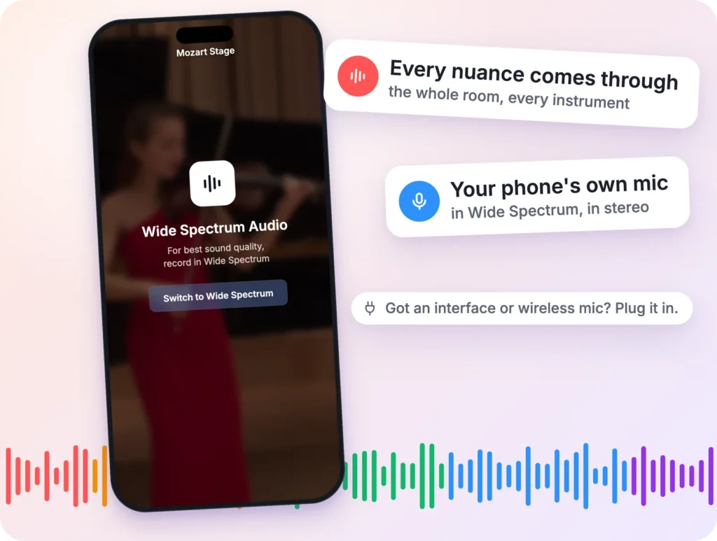 Wide Spectrum audio recording on iPhone